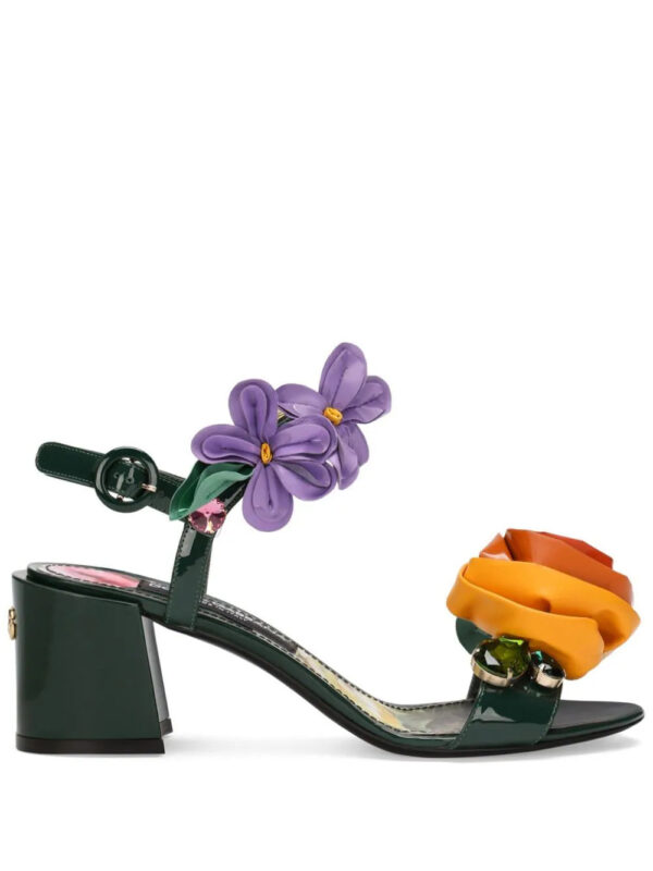 Dolce & Gabbana  floral-appliqué leather sandals