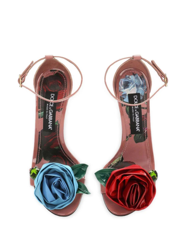 Dolce & Gabbana  105mm floral-appliqué leather sandals - Image 4