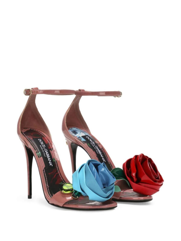 Dolce & Gabbana  105mm floral-appliqué leather sandals - Image 2