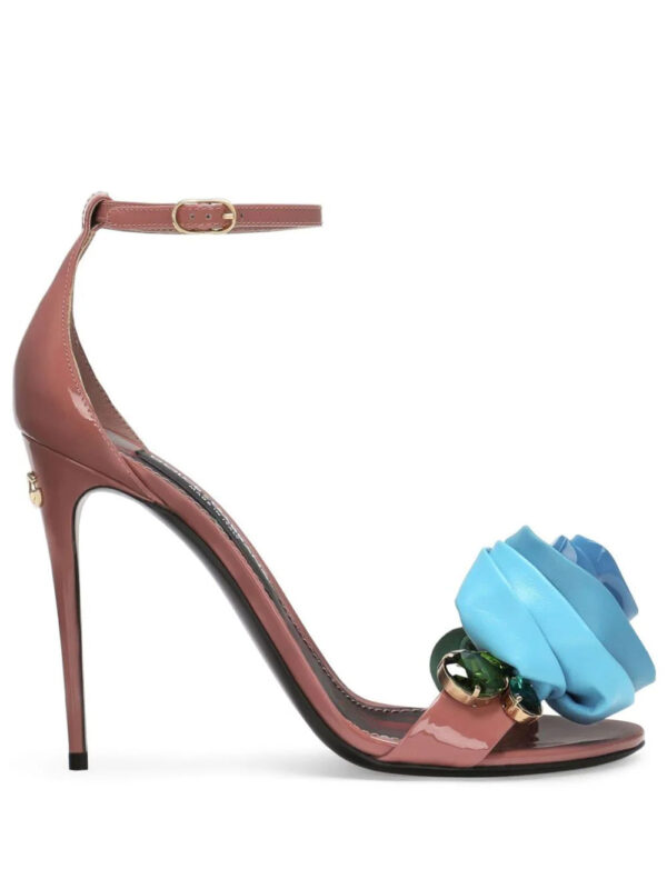 Dolce & Gabbana  105mm floral-appliqué leather sandals
