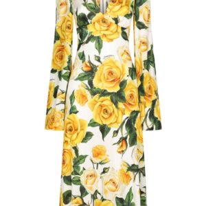 Dolce & Gabbana rose-print midi dress