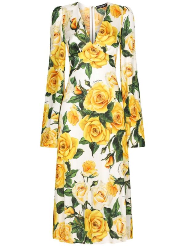Dolce & Gabbana rose-print midi dress