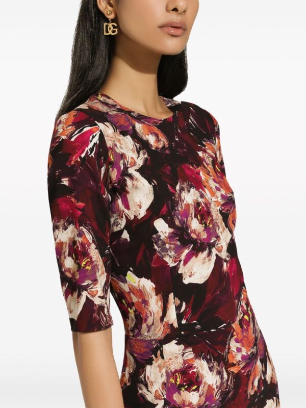 Dolce & Gabbana Peony-print midi dress - Image 5