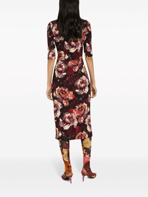 Dolce & Gabbana Peony-print midi dress - Image 4