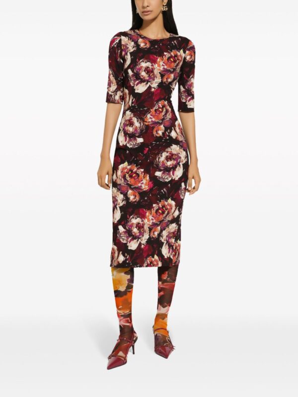 Dolce & Gabbana Peony-print midi dress - Image 3