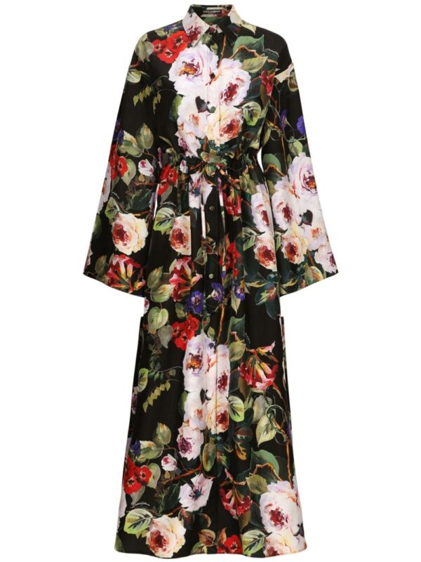 Dolce & Gabbana Rose-print silk shirtdress