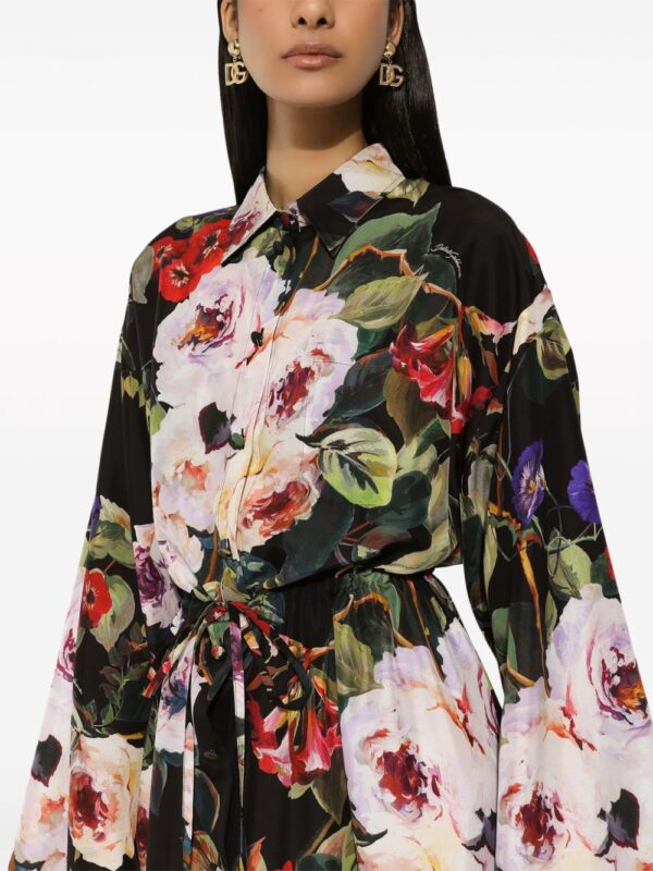 Dolce & Gabbana Rose-print silk shirtdress - Image 4