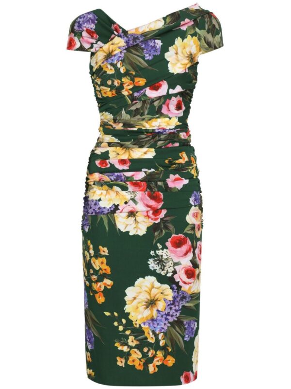 Dolce & Gabbana floral-print ruched midi dress