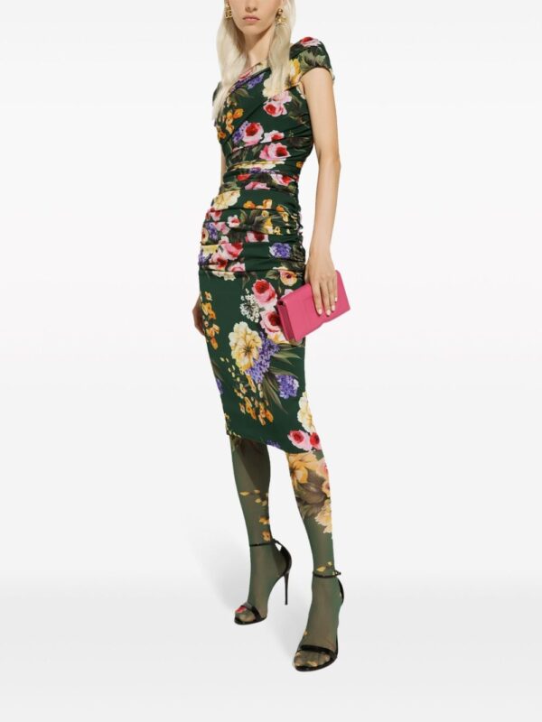 Dolce & Gabbana floral-print ruched midi dress - Image 2