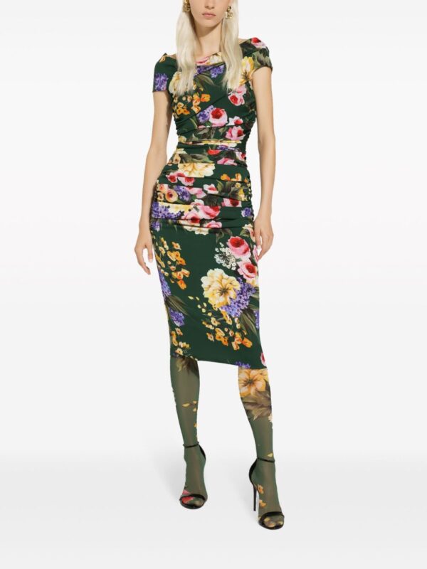 Dolce & Gabbana floral-print ruched midi dress - Image 3