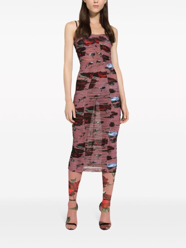 Dolce & Gabbana Rose-print ruched dress - Image 2