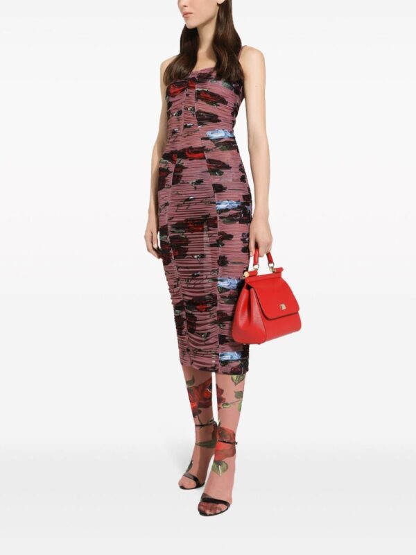 Dolce & Gabbana Rose-print ruched dress - Image 4
