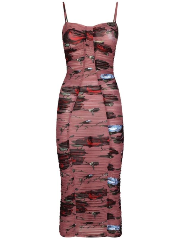 Dolce & Gabbana Rose-print ruched dress