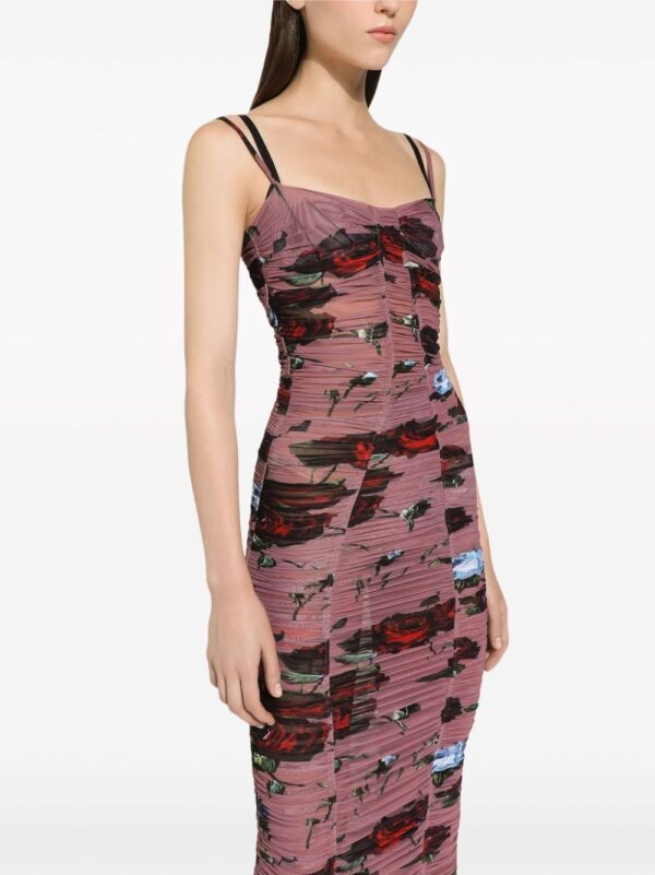 Dolce & Gabbana Rose-print ruched dress - Image 3