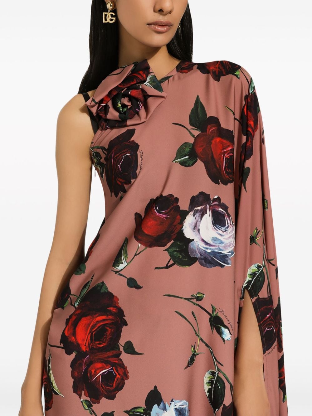 Dolce & Gabbana Rose-print asymmetric dress - Image 5