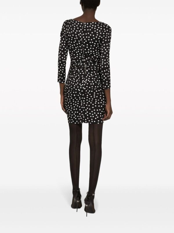 Dolce & Gabbana polka dot-print draped minidress - Image 4