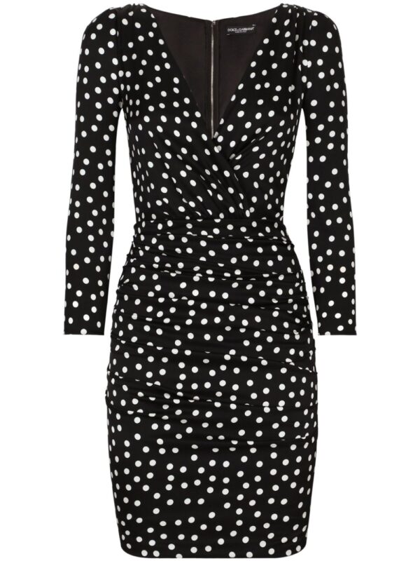 Dolce & Gabbana polka dot-print draped minidress