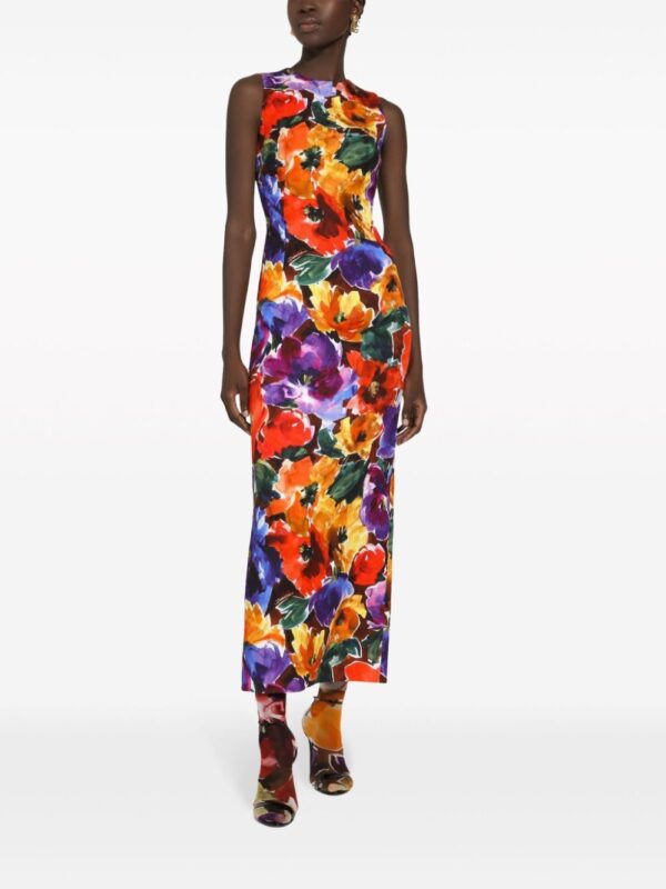 Dolce & Gabbana abstract floral-print midi dress - Image 5