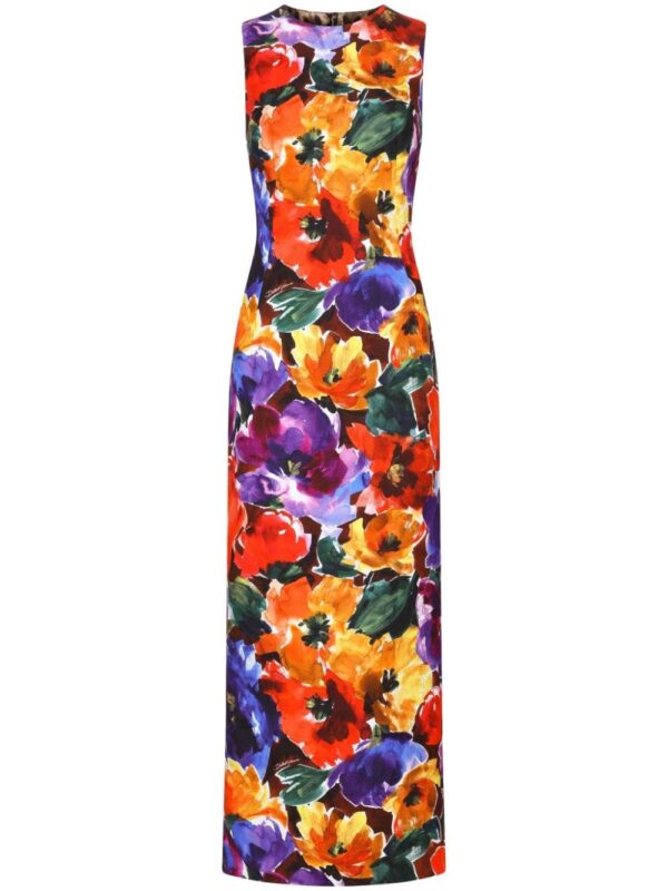 Dolce & Gabbana abstract floral-print midi dress