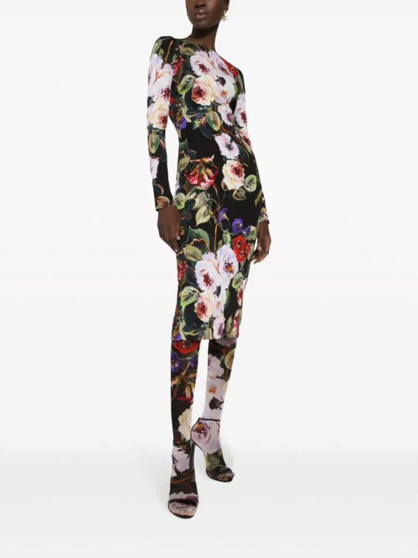 Dolce & Gabbana  floral-print long-sleeve midi dress - Image 2
