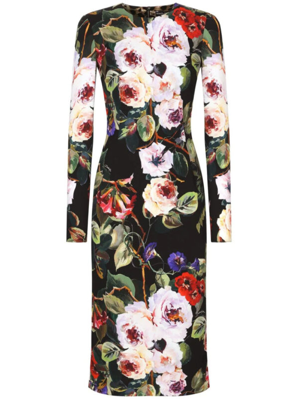 Dolce & Gabbana  floral-print long-sleeve midi dress