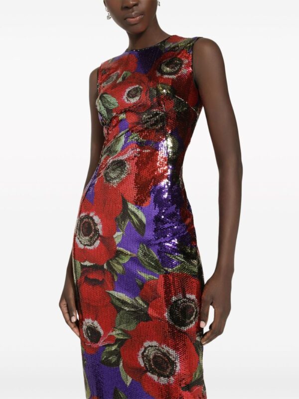 Dolce & Gabbana Anemone-print sequinned dress - Image 2