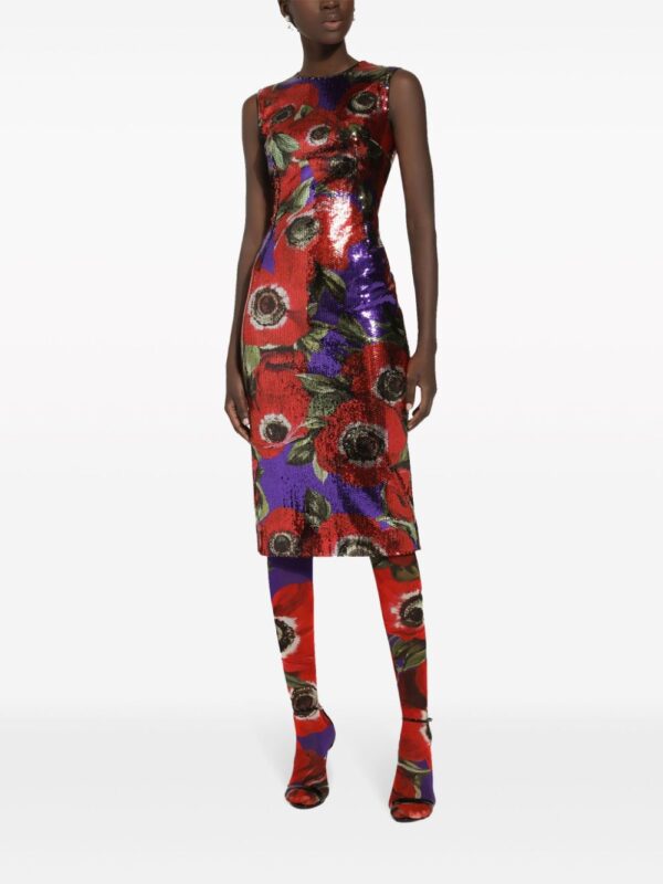 Dolce & Gabbana Anemone-print sequinned dress - Image 4