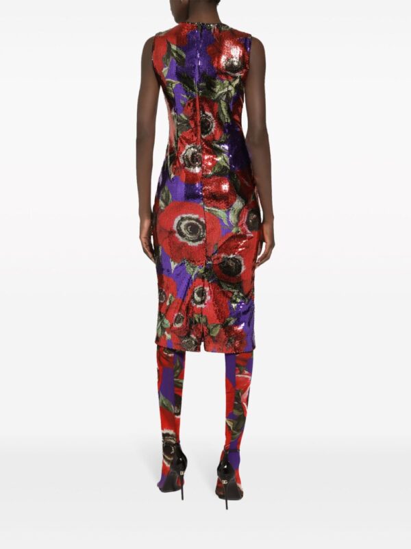 Dolce & Gabbana Anemone-print sequinned dress - Image 3