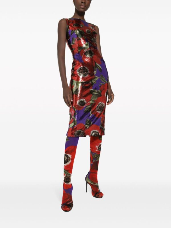 Dolce & Gabbana Anemone-print sequinned dress - Image 5