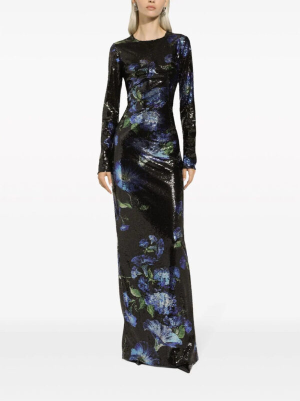 Dolce & Gabbana  floral-print sequinned gown - Image 3