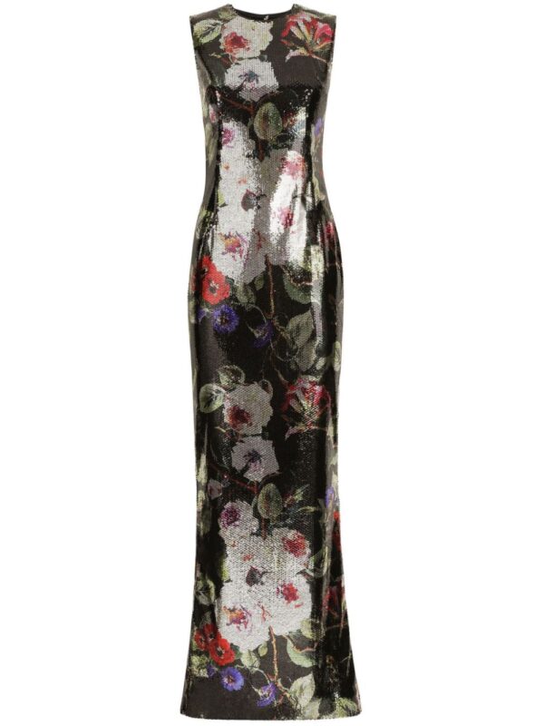 Dolce & Gabbana floral-print sequinned gown