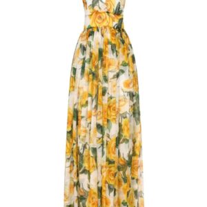Dolce & Gabbana rose-print silk maxi dress