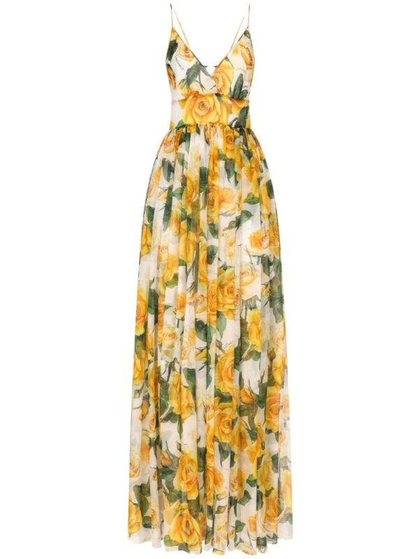 Dolce & Gabbana rose-print silk maxi dress