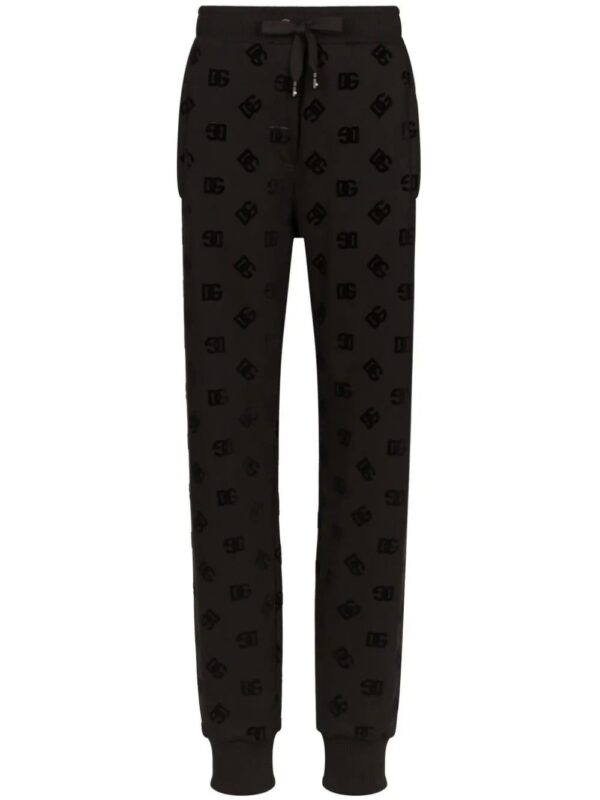 Dolce & Gabbana  logo-flocked cotton track pants