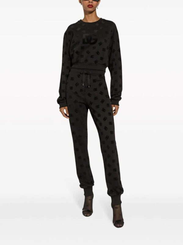 Dolce & Gabbana  logo-flocked cotton track pants - Image 3
