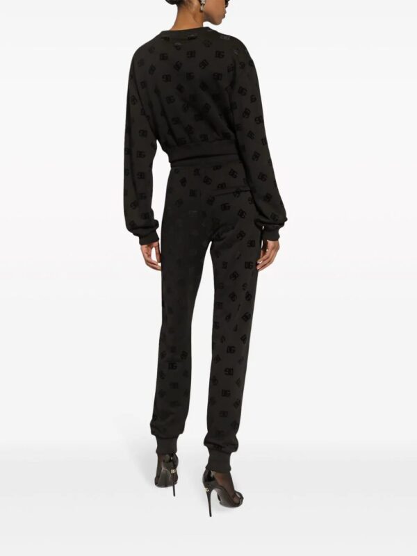 Dolce & Gabbana  logo-flocked cotton track pants - Image 4