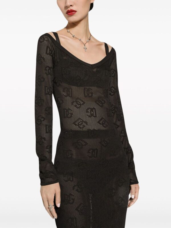 Dolce & Gabbana logo-jacquard V-neck maxi dress - Image 5