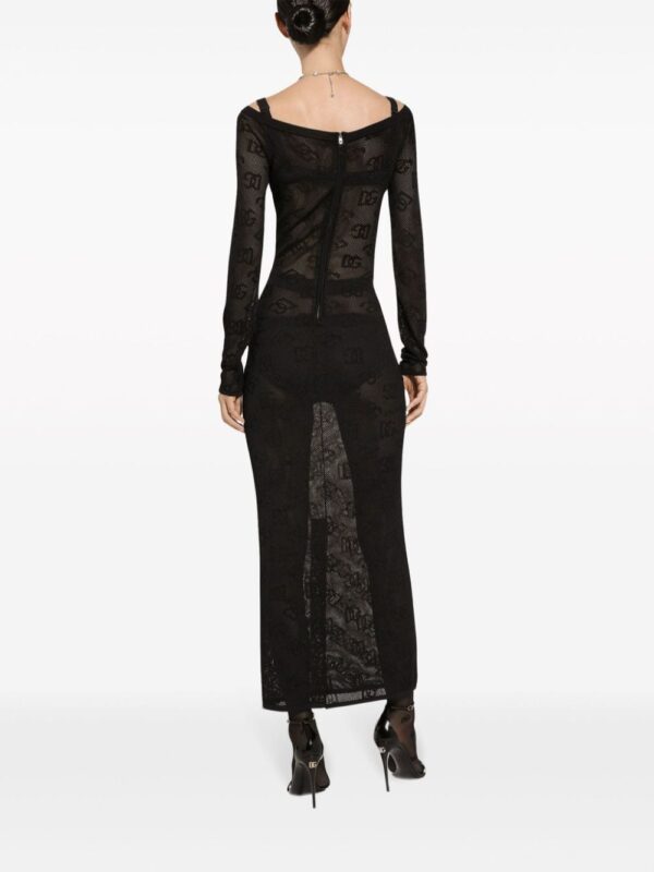 Dolce & Gabbana logo-jacquard V-neck maxi dress - Image 4