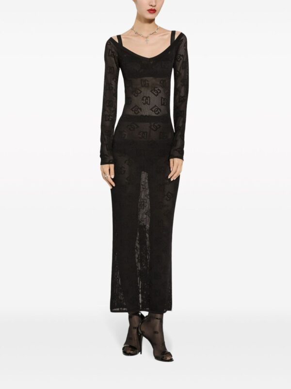 Dolce & Gabbana logo-jacquard V-neck maxi dress - Image 3