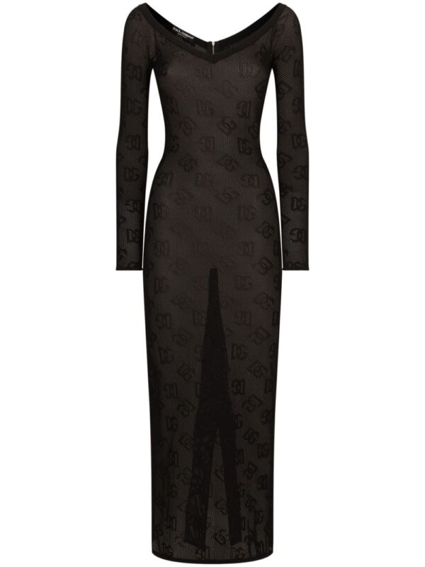 Dolce & Gabbana logo-jacquard V-neck maxi dress