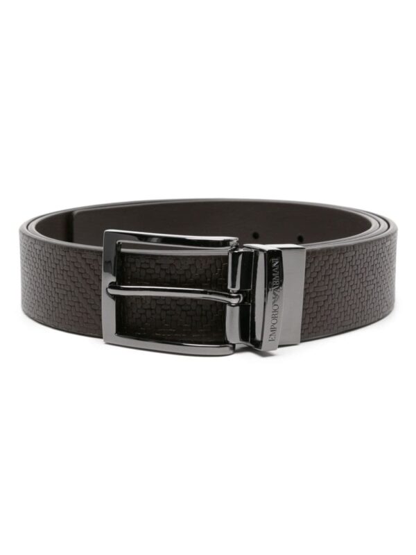 Emporio Armani weave-embossed reversible leather belt