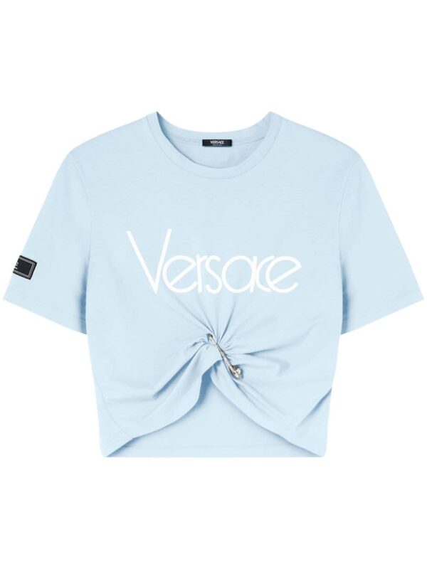 Versace logo-print cropped cotton T-shirt
