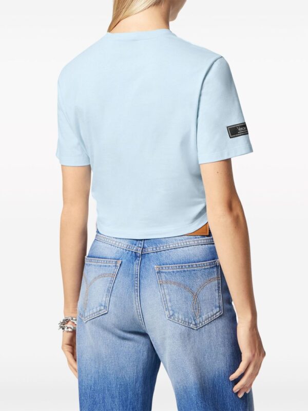 Versace logo-print cropped cotton T-shirt - Image 4
