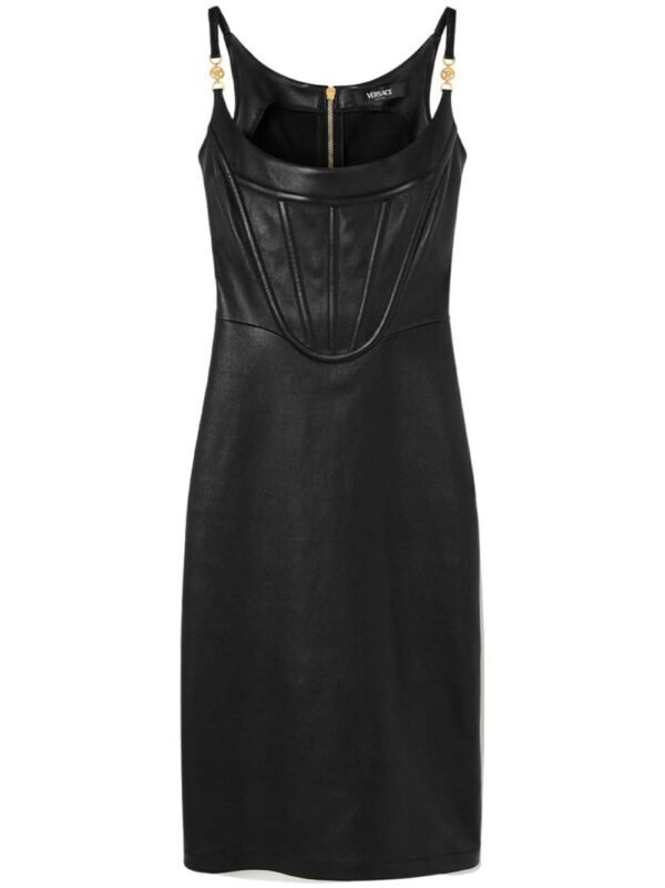 Versace corset-style leather midi dress