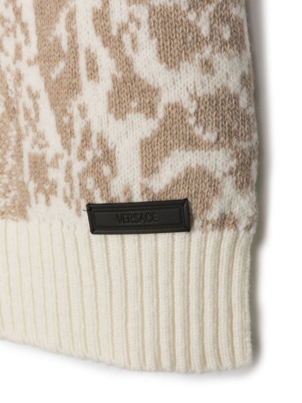 Versace  patterned intarsia-knit wool scarf - Image 2