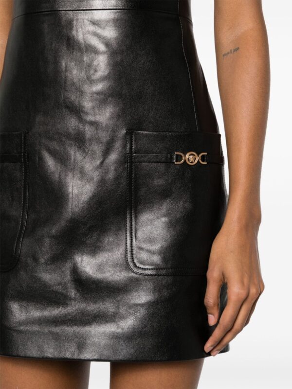 Versace Medusa-plaque leather minidress - Image 5