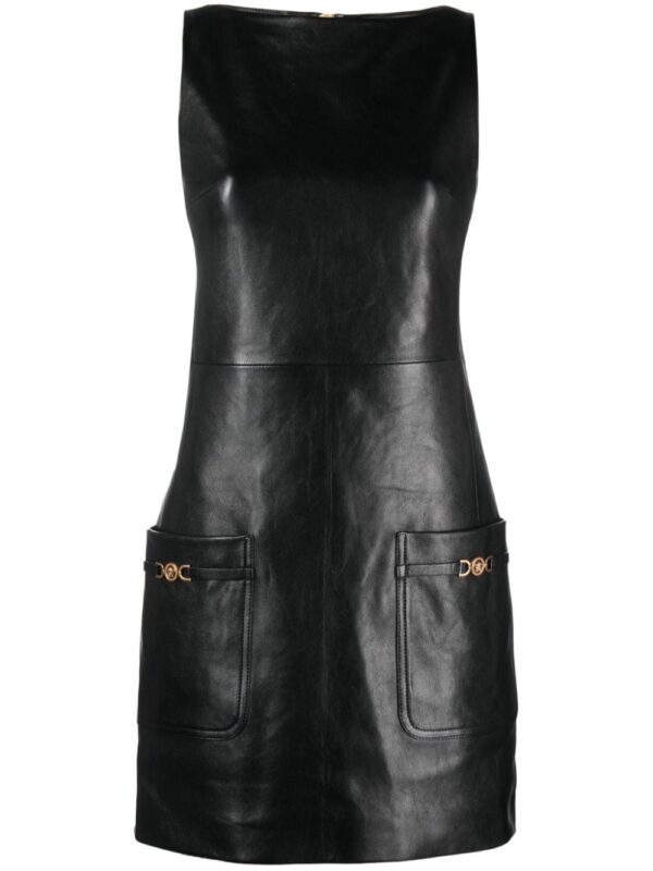 Versace Medusa-plaque leather minidress