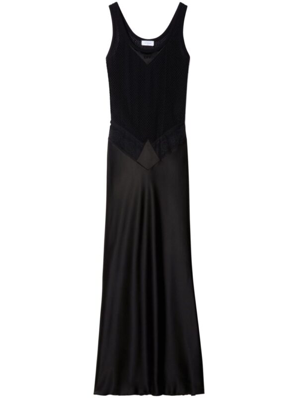 Off-White lace-panel satin maxi dress