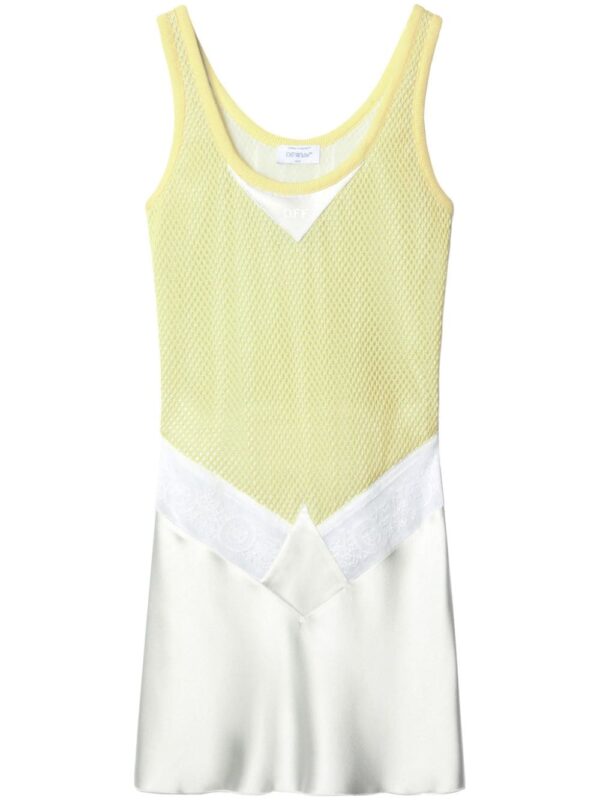 Off-White lace-panel fishnet minidress