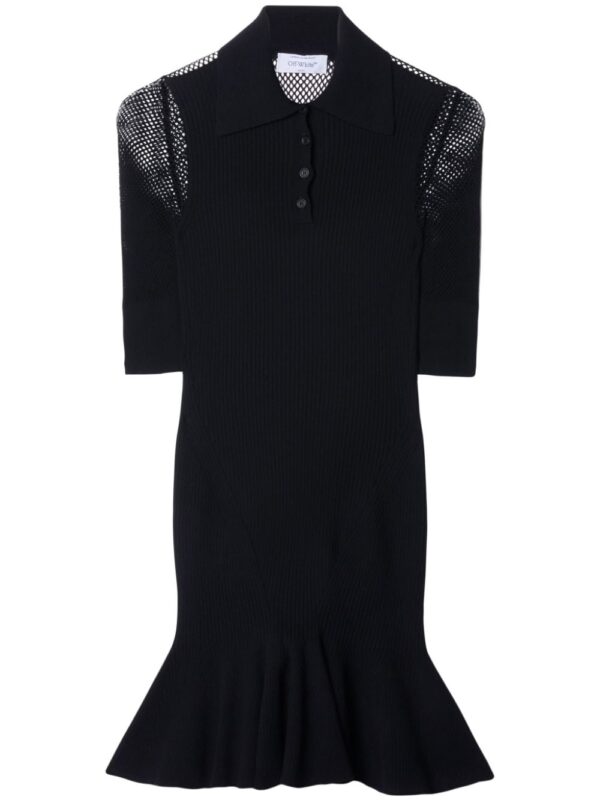 Off-White Arrow half-sleeve fishnet minidress